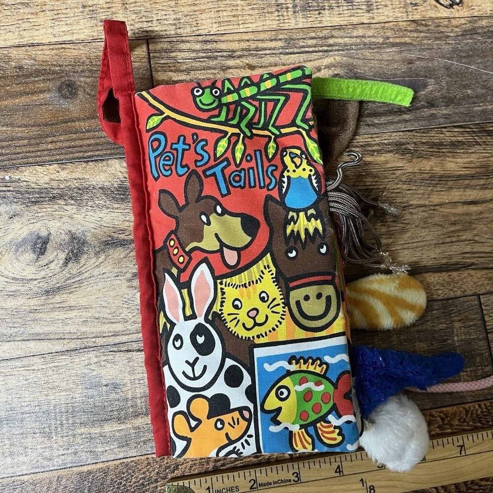 Jelly Cat Fabric Book Pet's Tails Baby Sensory Toy Crinkle